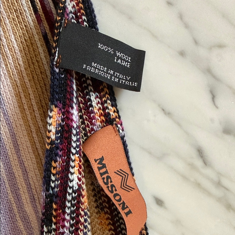 Missoni Colorful Wool Scarf with Fringe - Picture 3 of 4
